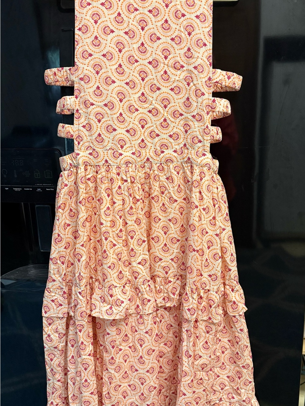 Anthropologie Peach-Pink Paisley Tiered Midi Sundress w/ Side Cutouts NWT